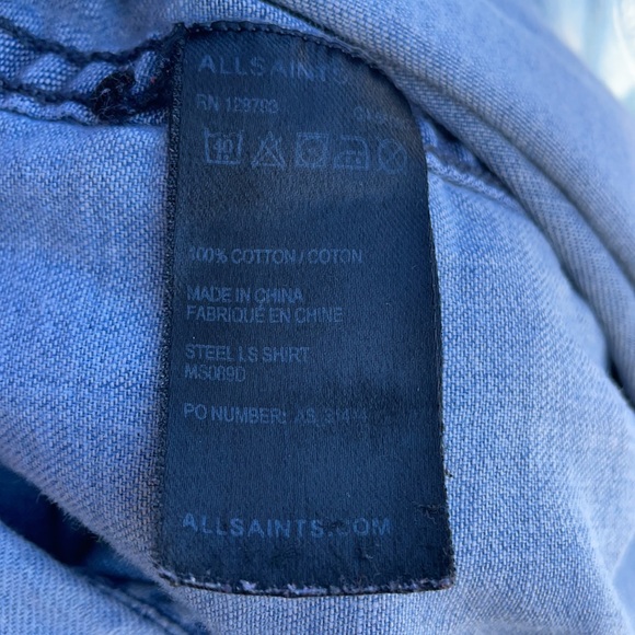 All Saints Denim Snap Button Top - Picture 9 of 9